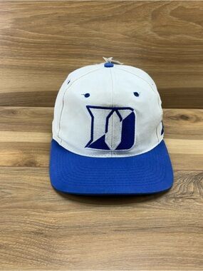 Duke White and Royal Blue Baseball Cap with Embroidered D Logo
